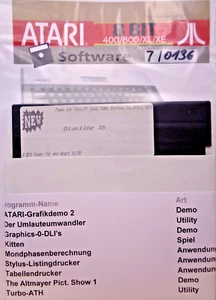 ATARI XL/XE -- ATARI-GRAFIKDEMO 2, KITTEN, TURBO-ATH,. (RE-VERLAG - DISKLINE 35) - Picture 1 of 2