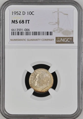 1952-D 10C FB Roosevelt Ten Cent NGC MS68FT   6613591-006 Cover