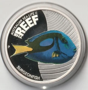 MDS AUSTRALIA AUSTRALIA 50 CENTAVOS 2012 PP / PRUEBA "PEZ CIRUJANO", PLATA #P - Imagen 1 de 2