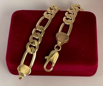 Luxus Herren Golden Armband 10mm Panzerkette 585er Gelbgold 14K vergoldet 25cm - Bild 1 von 4