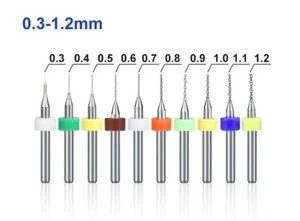 10 MICRO PUNTE TRAPANO 0,3mm 1,2mm kit set punta acciaio 0,8mm 0,9mm 1mm 1,1mm - Foto 1 di 4