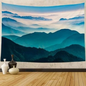 Misty Mountain Tapestry Wall Hanging Premium Printed 78" X 59" Nature Decor - Picture 1 of 5