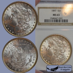 1887 Morgan Silver Dollar, NGC MS63, White, Older Slab, Ryan's Rare Coins, C8183 - Picture 1 of 5