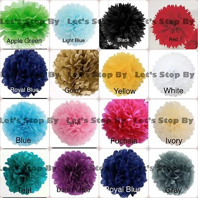 11 pcs Tissue Paper Pom-Poms 8" Flower Ball Wedding Party Home Crafts Decoration - Image 1 of 4