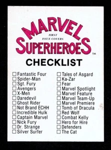 1984 Marvel Superheroes First Issue Covers Checklist Card Unmarked NRMT - Bild 1 von 2