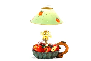 Apple Oil Lamp Farmhouse Apple Pie Lamp Painted Shade 4pc Set Country Living - Picture 1 of 11
