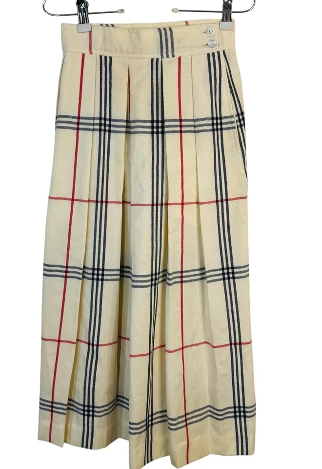 Vtg Evan Picone Skirt Women 4 Yellow Plaid Wool Pleated A-Line Maxi USA - Image 1 of 4