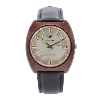 Vintage 36mm Enicar 2342 Date 17 Jewel Men's Mechanical Wristwatch AR1141 Steel - Image 1 of 4