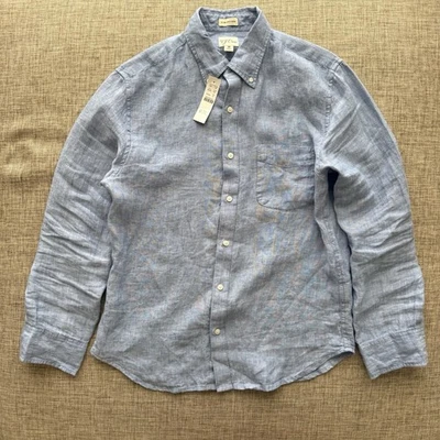 J Crew Baird Mcnutt Irish Linen button down shirt M Blue Slim untucked - Image 1 of 4