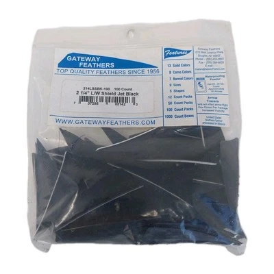 Paquete de 100 plumas Gateway 2,25" ala izquierda: escudo negro azabache 214LSSBK-100 Foto 1 de 3