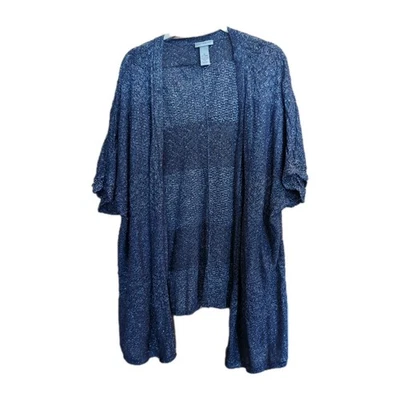 Catherines Cardigan Blue 3x Sparkle Shimmer Open Front Glam Party Mature - Image 1 of 4