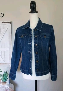 Chaqueta vaquera NY Jeans para mujer talla mediana azul oscuro lavada usada en excelente estado - Imagen 1 de 7