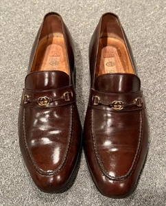 Vintage Gucci Leather GG Horsebit Loafers Made in Italy Sz 43 1/2 M Brown 43.5 - Picture 1 of 14