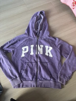 Victoria Secret Pink Size Small Hoodie Sweatshirt Y2K Full Zip Purple - Image 1 of 4