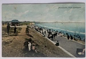 Promenade, West. Hartlepool, Durham, Postcard, Posted 1915 to Carlin How Yorks - Picture 1 of 3