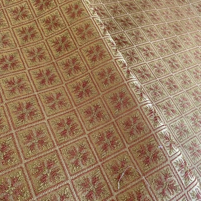 1.9 YD Gold Maroon Geometric Decor Fabric - Image 1 of 4