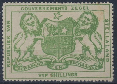 Estampillas de ingresos de Stellaland (Bechuanalandia) 1884 10/- verde sin JPM opt bisagras como nuevas Foto 1 de 2
