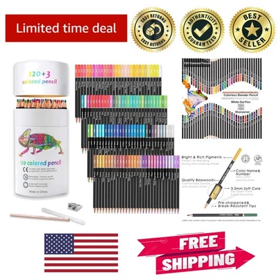 Artists' 120 Piece Soft Core Colored Pencils - Perfect for Sketching & Shading - Image 1 of 4