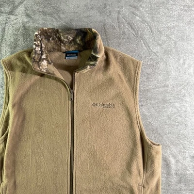 Columbia PHG Fleece Vest Mens Large Tan Brown Camo Collar Hunting Outdoors - Image 1 of 4