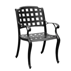 Black Mesh Cast Aluminum Patio Outdoor Dining Chair - Picture 1 of 5