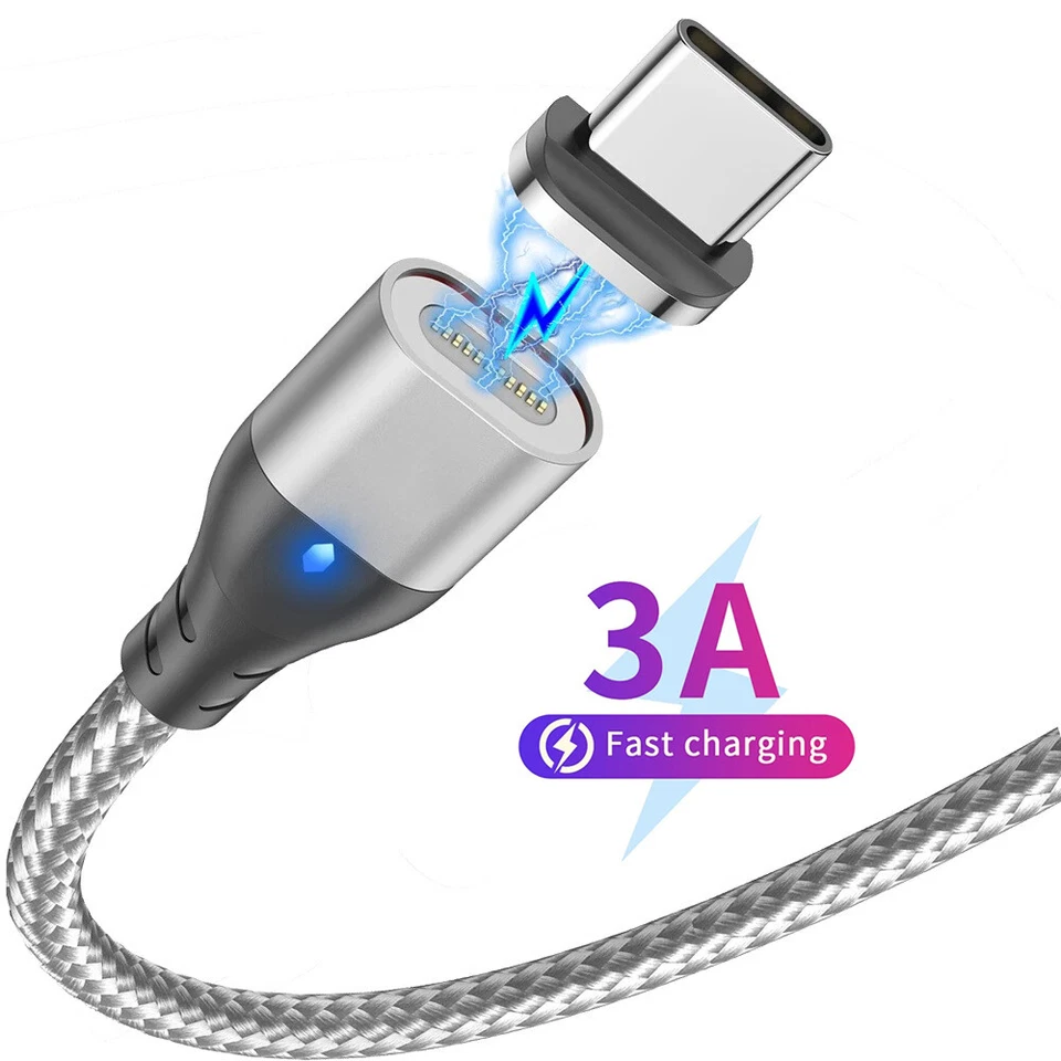 LED Type C Magnetic Charging Cable 3A Fast Charger Data Sync Cord USB C Cable  - Image 1 of 4