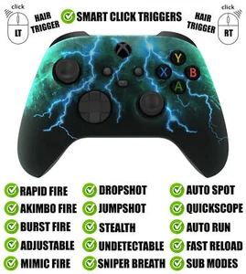 Green Lightning Silent Modz Smart Click Triggers Modded Controller for Xbox & PC - Picture 1 of 2