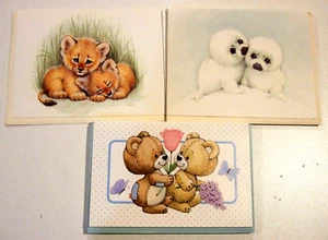 Lot of 11 Blank Greeting Cards - Baby Tigers, White Seals, Teddy Bears - NEW (Z) - Picture 1 of 6