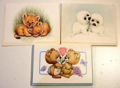 Lot of 11 Blank Greeting Cards - Baby Tigers, White Seals, Teddy Bears - NEW (Z) - Image 1 of 4