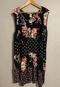 Bila Womens Midi Dress XL Black Floral Rayon Sleeveless Flowy Hippie Boho NWT - Picture 1 of 8