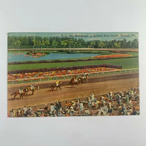 Postcard Florida Hialeah FL Horse Racing Track 1954 Posted Linen - Picture 1 of 2