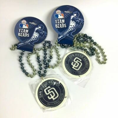 2x San Diego Padres MLB Baseball / Team Fan Spirit Necklace / Mardi Gras Beads  - Image 1 of 2