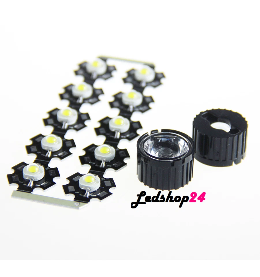 Led 1W 10 PZ 75 Lumen 350mA  con Dissipatore Power Bianco Caldo 3000K-3500K** - Immagine 1 di 1