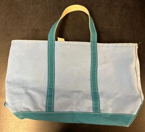 Vintage L.L. Bean Sky Blue/Green Boat and Tote Canvas Bag Made In USA - Picture 1 of 9