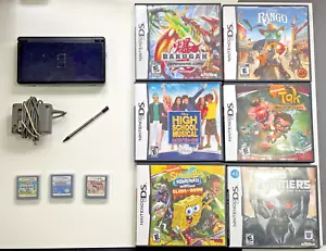 CLEAN Nintendo DS Lite Onyx Black Console & 9 Game Bundle! - Picture 1 of 12