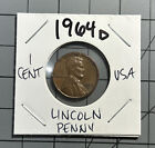 1964 D Lincoln Penny Usa 1 Cent  Denver Mint Circ F Vf A100