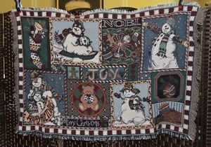 Goodwin Weavers "The Edith Collection" Christmas Holiday Tapestry Blanket  EX+ - Picture 1 of 7