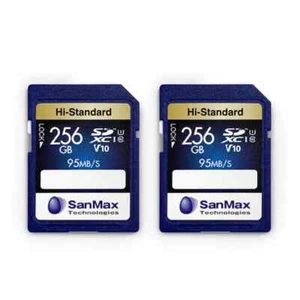 Pack de 2 SanMax SDXC 256 Go V10 F/S du Japon neuf - Photo 1/4