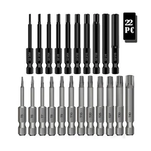 22-teiliges Torx-Schraubendreher & Sechskant-Inbusschlüssel Bohrer-Set magnetisch Stahl - Bild 1 von 8