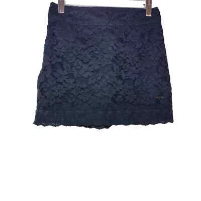 Minifalda Hollister para mujer floral de encaje plisada totalmente forrada azul marino talla XS Foto 1 de 4