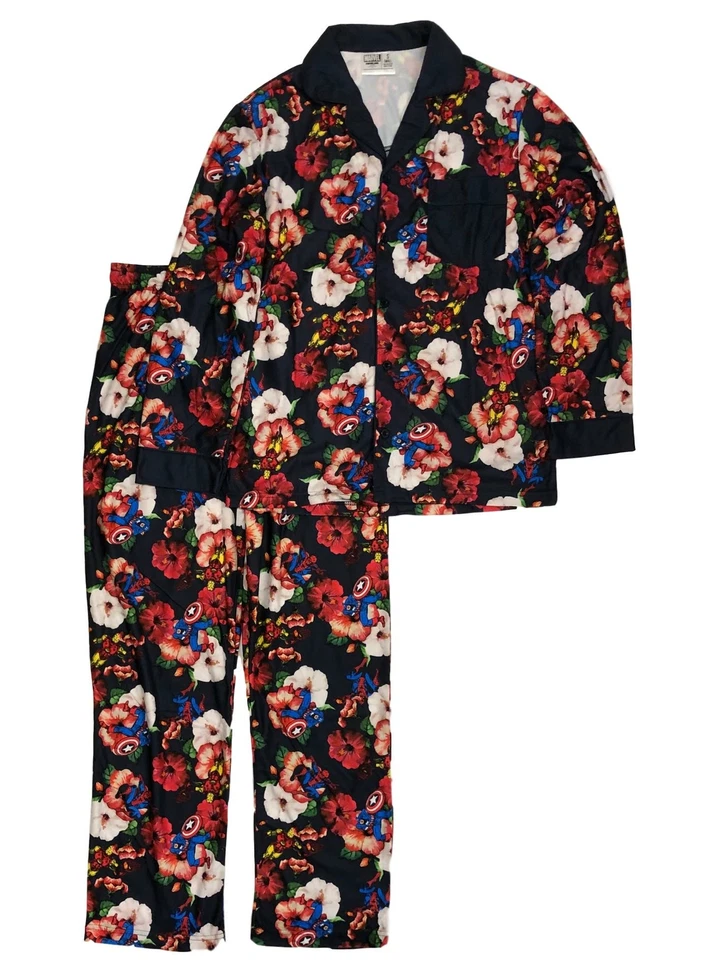 Pijama de franela negro Capitán América y Iron Man Marvel Comics para hombre Foto 1 de 1