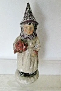 Vintage Melrose Halloween Trick or Leckerbissen Mädchen Figur 8 Zoll T Kürbis Volkskunst - Bild 1 von 5