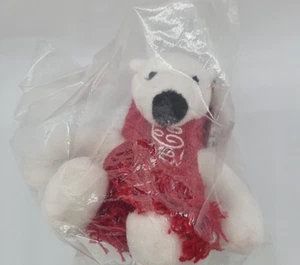 Bufanda tejida roja de peluche de oso polar articulada de Coca Cola felpa sellada - Imagen 1 de 4