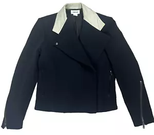 Helmut Lang Women's Black Small S 'Sahara' Performa Fabric Jacket Leather Collar - Picture 1 of 8