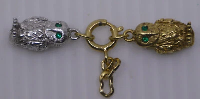 JOAN RIVERS NOAH'S ARK JEWELED EYE OWL CHARM PAIR w EXTENDERS, LEADERS, JEWELRY - Image 1 of 2