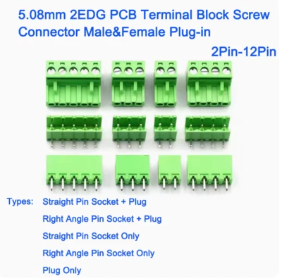 2Pin-12Pin 5.08mm 2EDG PCB Terminal Block Screw Connector Male&Female Plug-in - Image 1 of 4