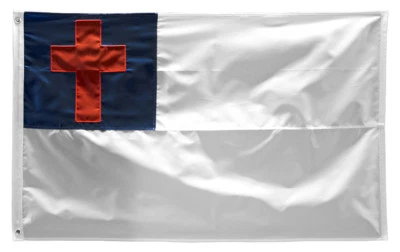 5x8 Embroidered Sewn Christian Cross Nylon Flag Banner Grommets DOUBLE SIDED - Image 1 of 4