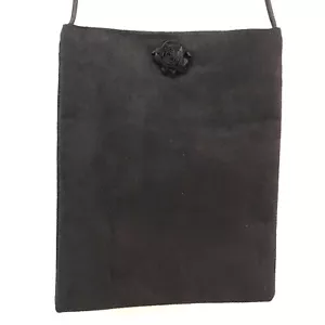 Handmade Black Microsuede Crossbody Bag , New, Shoulder Bag, 9” X 7” - Picture 1 of 5
