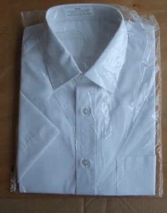 M & S collar size 15 poly/cotton short sleeve collar shirt pale Blue - Picture 1 of 2