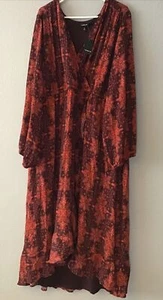 Torrid Maroon Red Maxi Dress Size 3X 22-24 New Tags Lined Long Sleeved V-neck - Picture 1 of 5