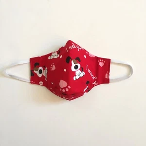Handmade Childs Cloth Face Mask lot of 2 Kids I Woof You nose wire lined USA - Picture 1 of 2